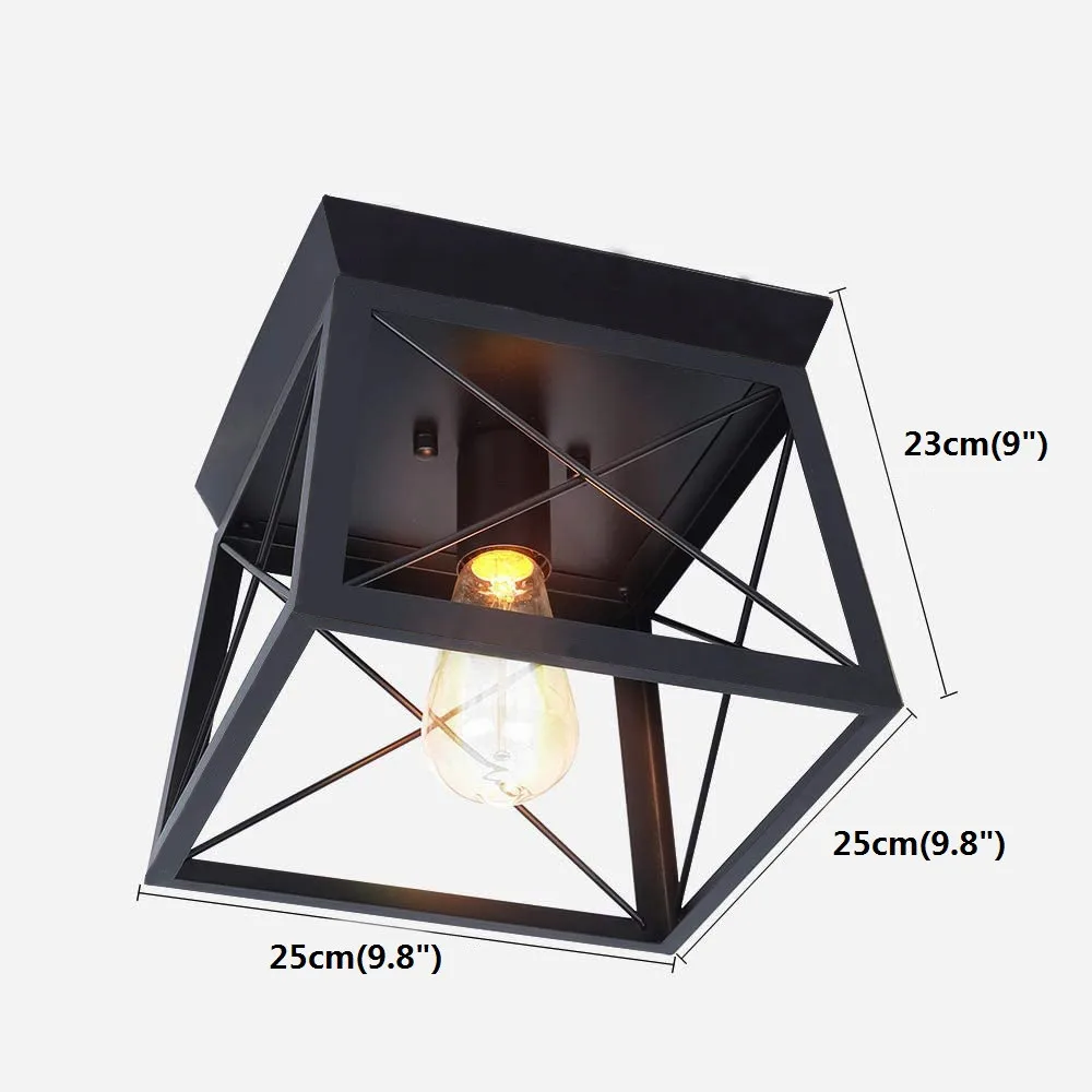 

Modern Nordic Black Wrought Iron E27 LED Ceiling Lamps for Kitchen Living Room Bedroom Study Restaurant Cafe Hotel 25x25cm