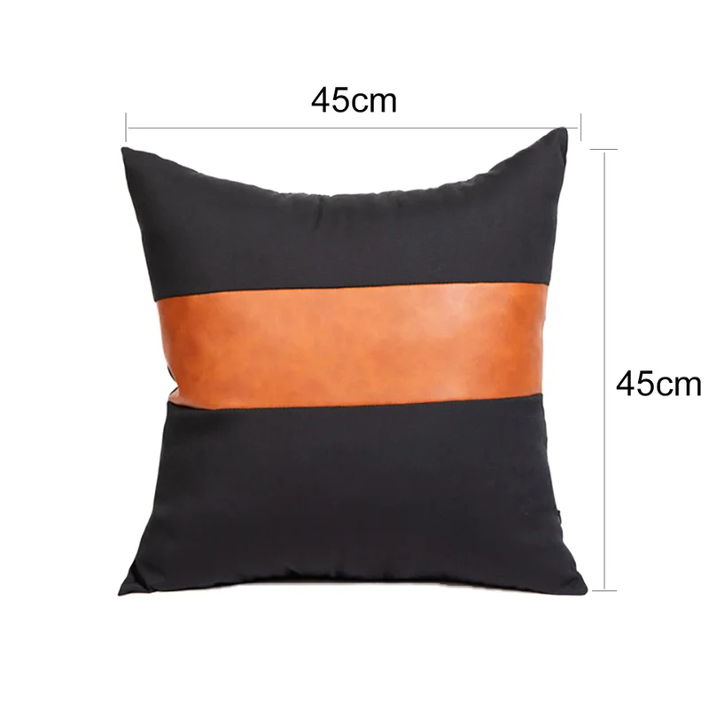 

Modern Cushion Cover Throw Pillow Cover 45*45cm Decorative Pillows PU Leather Striped Stitching Cushion Covers Decor Pillowcases
