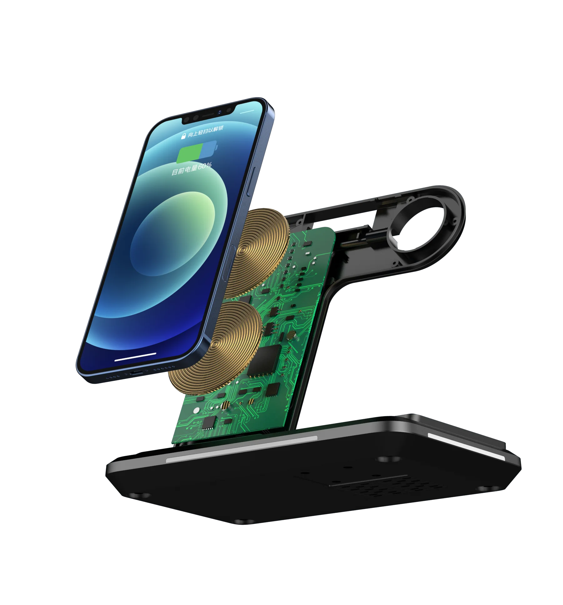 

Fast Qi Standard Intelligent 4 in 1 Multi Mob Watch Earphone Apple Pen Charging Together Smart Wireless One-Stop Charge Dock