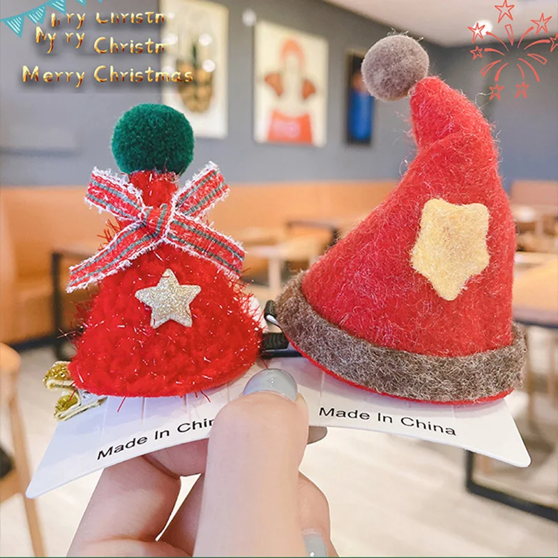 

Christmas Hair Clip Christmas Tree Hat Headwear Hair Accessories For Girl Kid Holiday Party Decoration DIY Material