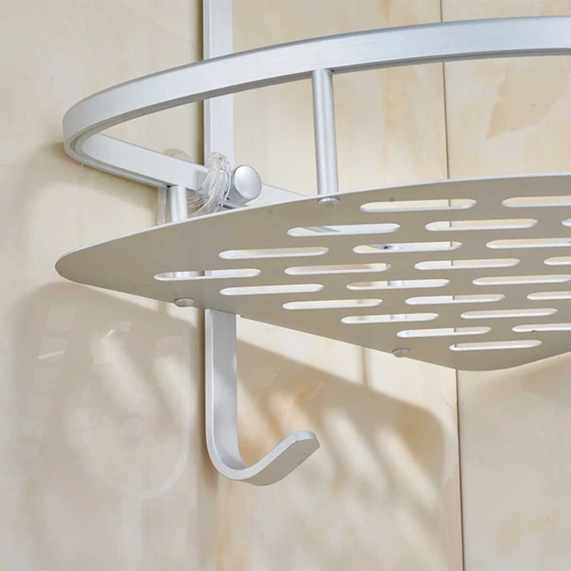 

No Drilling Bathroom Corner Shelves, Aluminum 2 Tier Shower Shelf Caddy Adhesive Storage Basket For Shampoo