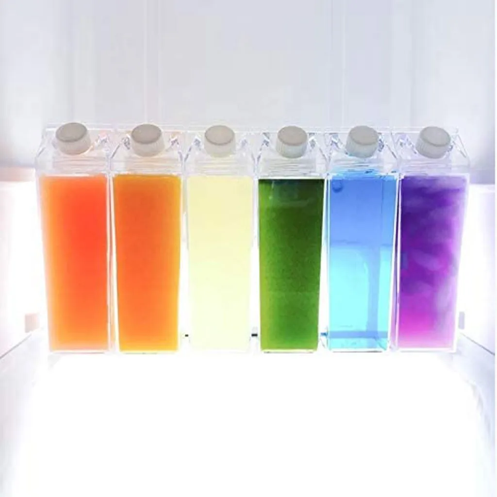 Бутылки для воды 1 шт. молока Забавный прозрачный модный картонный чайник