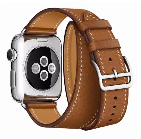 Удлиненная кожаная Петля для iwatch 40 мм 44 Apple Watch band Series 4 2 3 1 Double Tour ремешок 38 42 серия 5