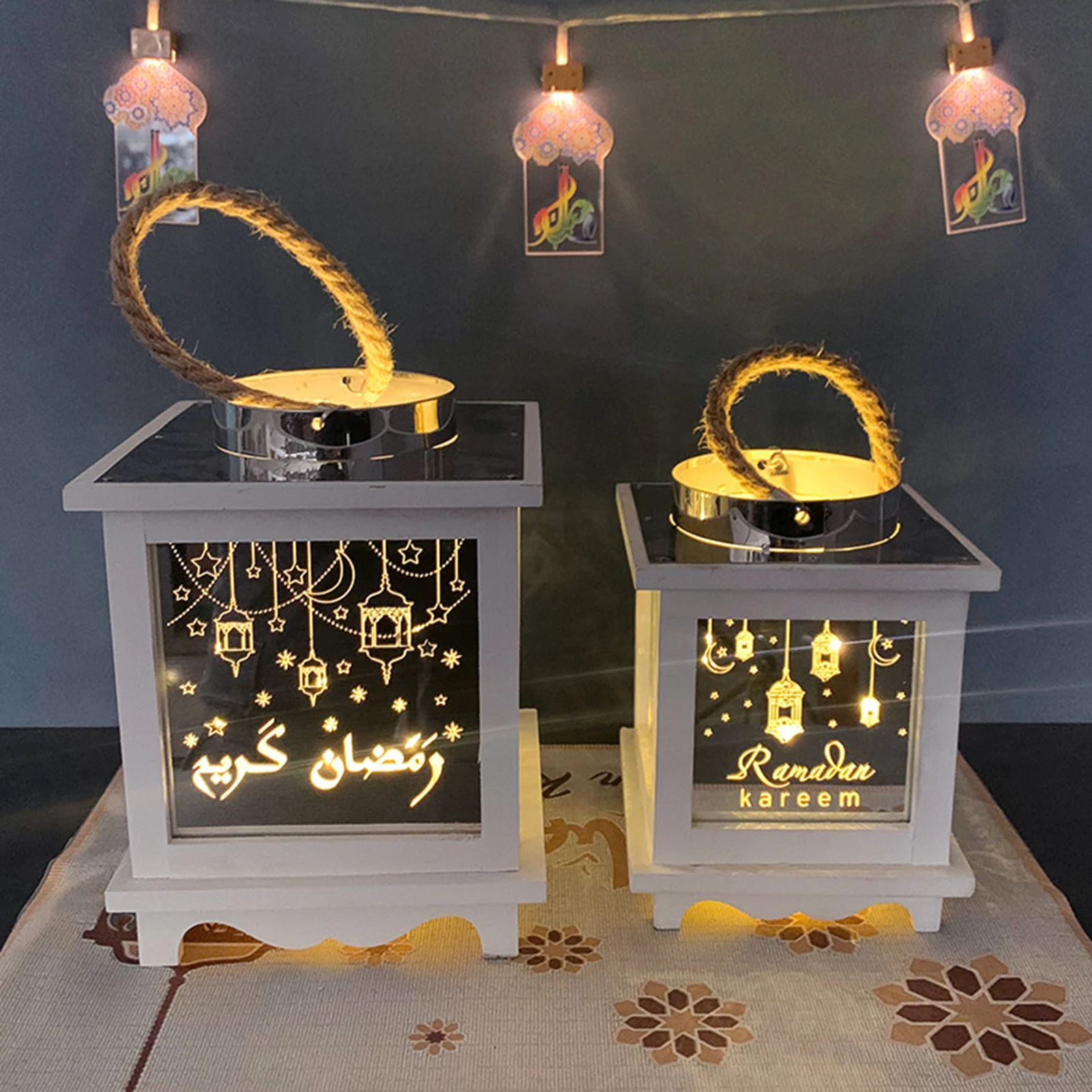 

Islamic Festival Lamp Eid Ramadan Wind Lights LED Lantern Ornaments Eid Mubarak Decorations Ramadan Holiday Gifts Handicraft