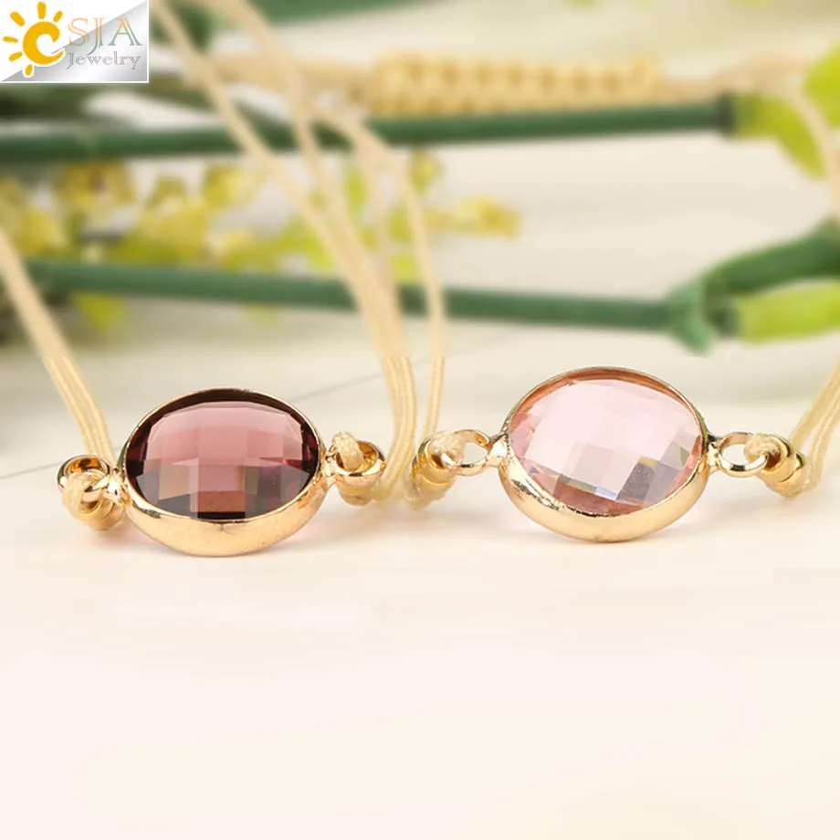 CSJA Braided Rope Chain Pendants Woven Bracelets Jewelry Round Crystal Beads Minimalist Women Charms Pulseras S503 | Украшения и