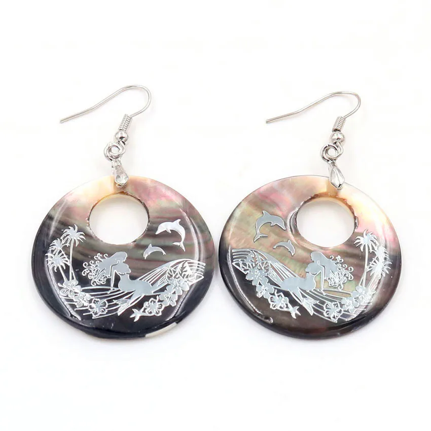 FYJS уникальные ювелирные изделия Круглый посеребренный полые Abalone оболочки