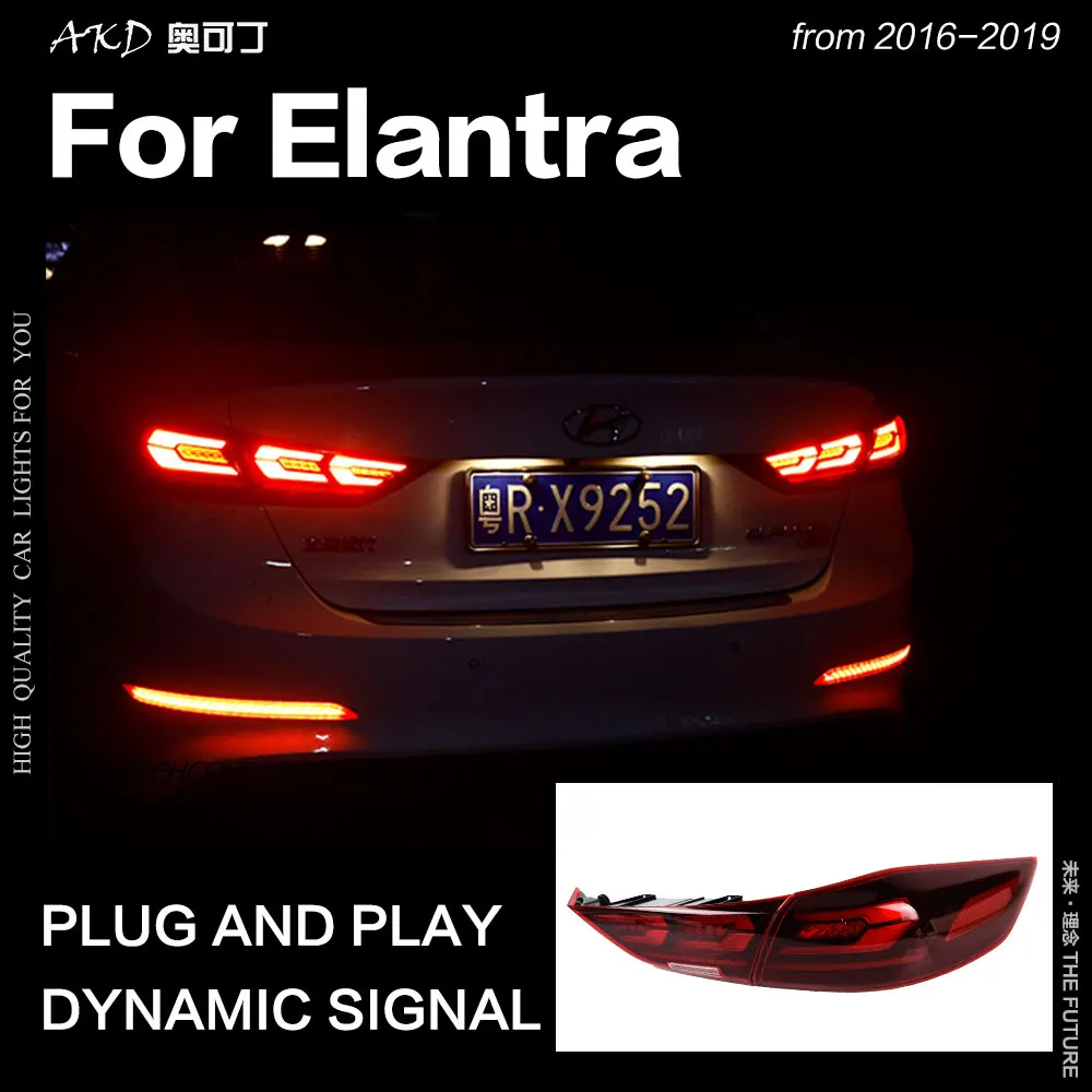 AKD автомобильный Стайлинг задний фонарь для hyundai Elantra светодиодный задний светильник- Elantra DRL динамический сигнал тормоза заднего хода авто аксессуары