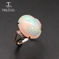 Tbj,new 14k rose gold diamond 5.6ct  Opal Ring Natural Ethiopia Opal oval cut 12*16mm gemstone fine jewelry for women gift