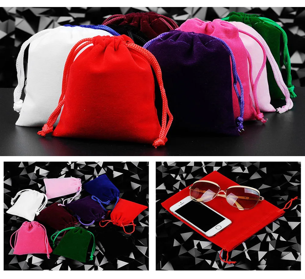 

50pcs Flannelette Bags Dust-proof Non Fading Package Wear-rersting Flannel Cloth Hot Selling Delicate 5x7cm 7x9cm 8x10cm 9x12cm