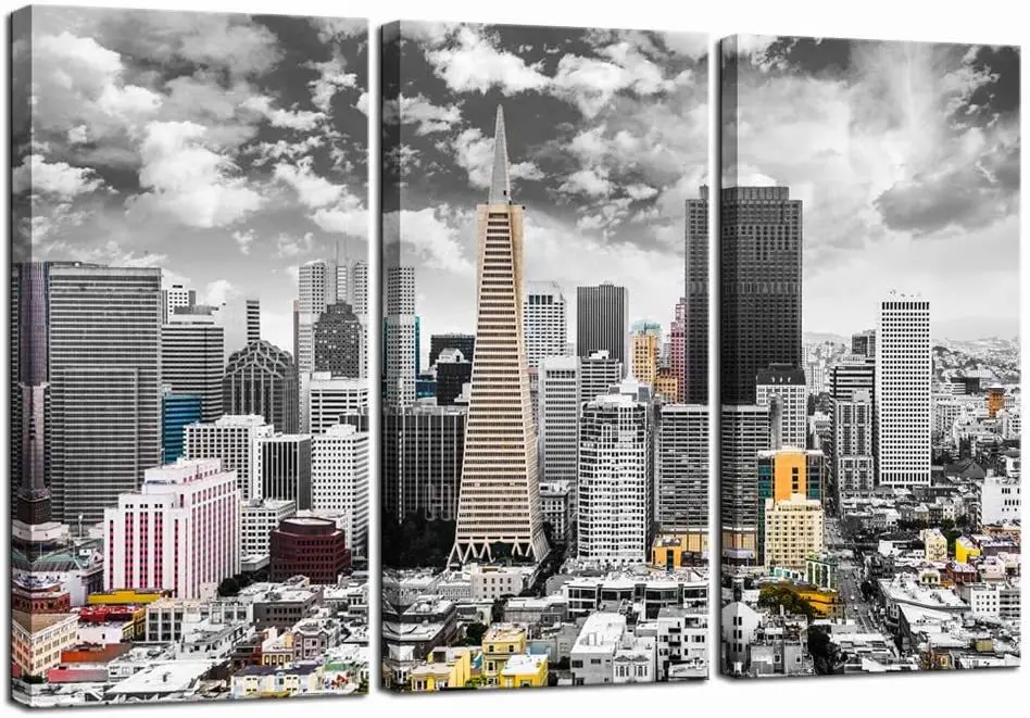 

3 шт. черно-белых масляных картин американского пейзажа