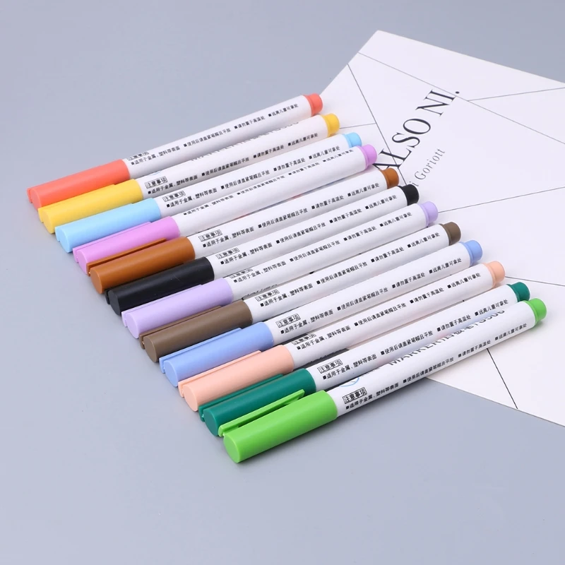

12 Colors Erasable Whiteboard Marker Pen Sign Fine Nib Set Supplies