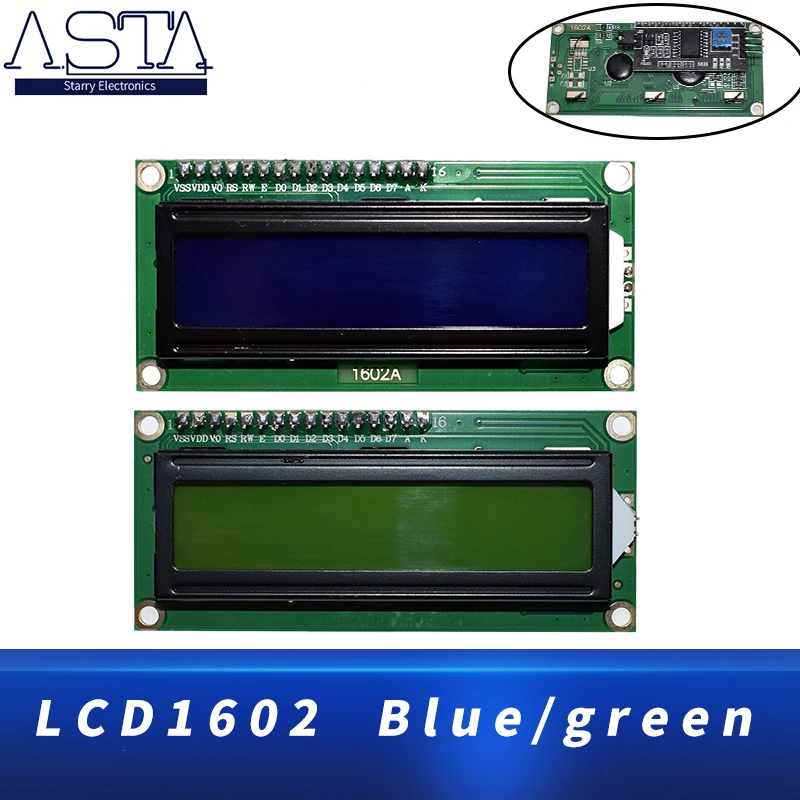 Плата адаптера для ЖК-дисплея 1602 + I2C LCD Модуль синий/зеленый экран PCF8574 IIC/I2C | Лампы