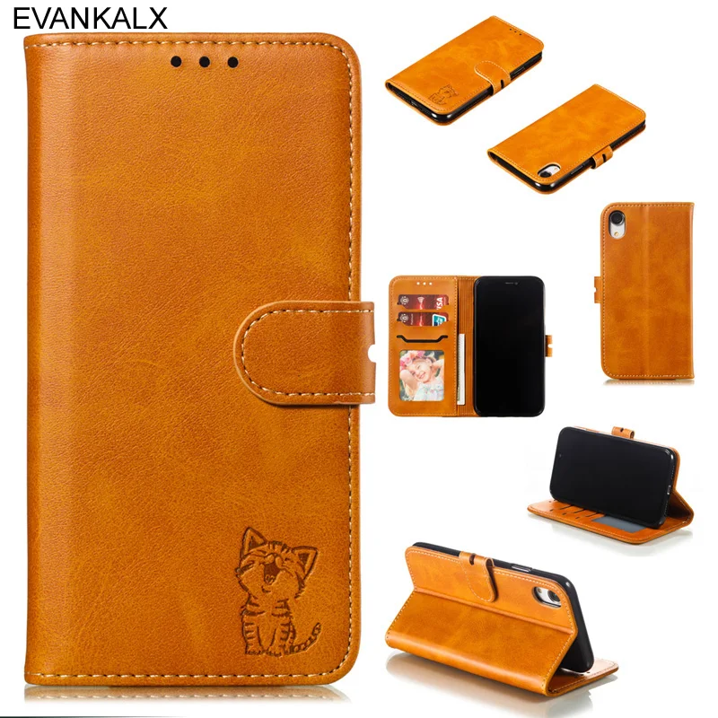 EVANKALX Роскошный кожаный бумажник на магните чехол для iPhone 8 7 Plus X XS Max XR слот карт
