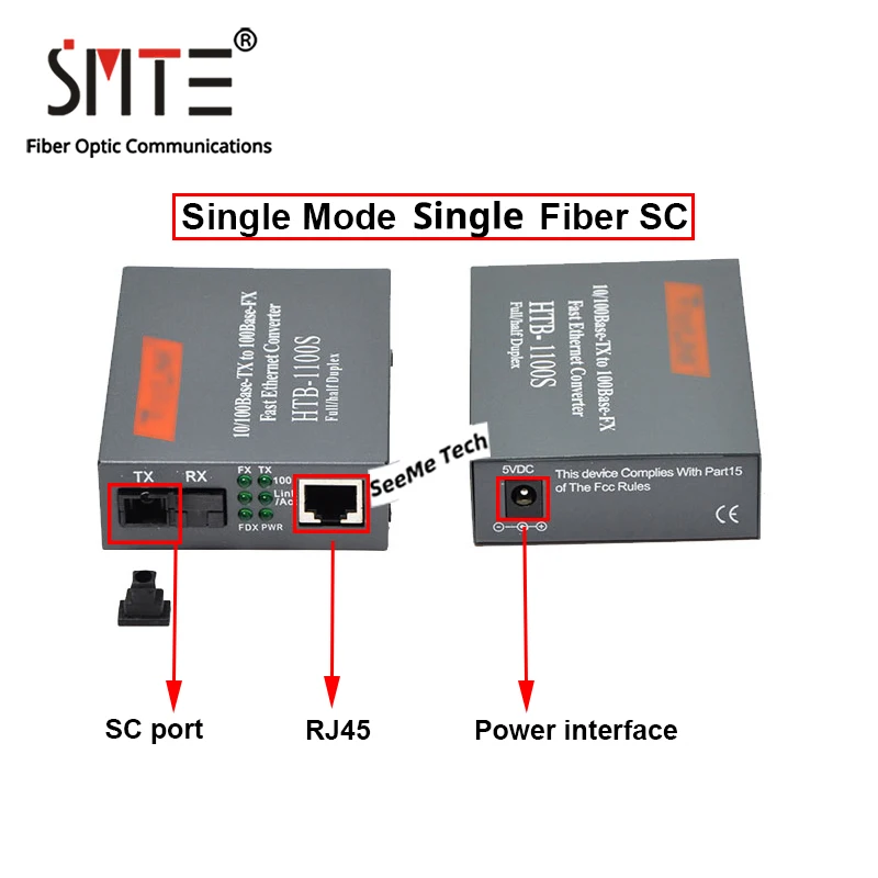 Оптический медиа конвертер HTB 1100S A/B 25 км 10/100 Мбит/с RJ45 одномодовый TX RX SC 1550nm