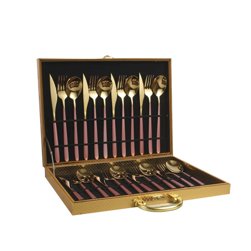 

High-end Gift Box 24 Pcs Cutlery Set Knives and Forks Spoon Stainless Cutlery European Plate Set Travel Set Gift Sets Dinner