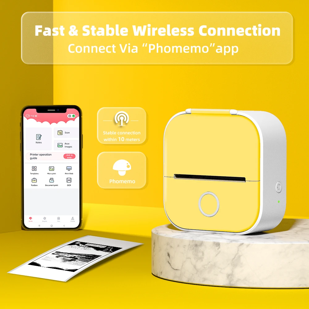 Карманный принтер Phomemo T02 для фотографий журнал печать 53 мм наклейки этикетки