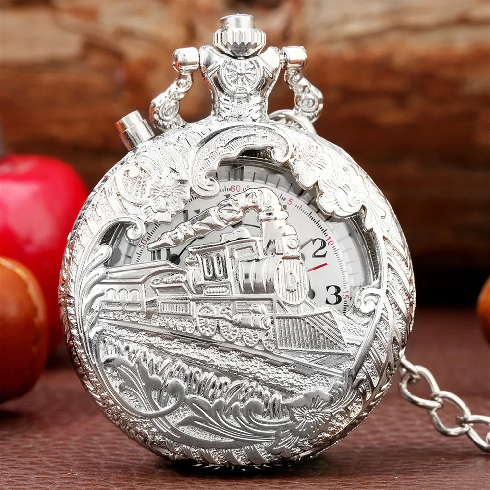 

Creative LED Light Design Vintage Steampunk Train Quartz Pocket Watch Fob Pocket Chain Retro Pocket Timepiece Gifts Male