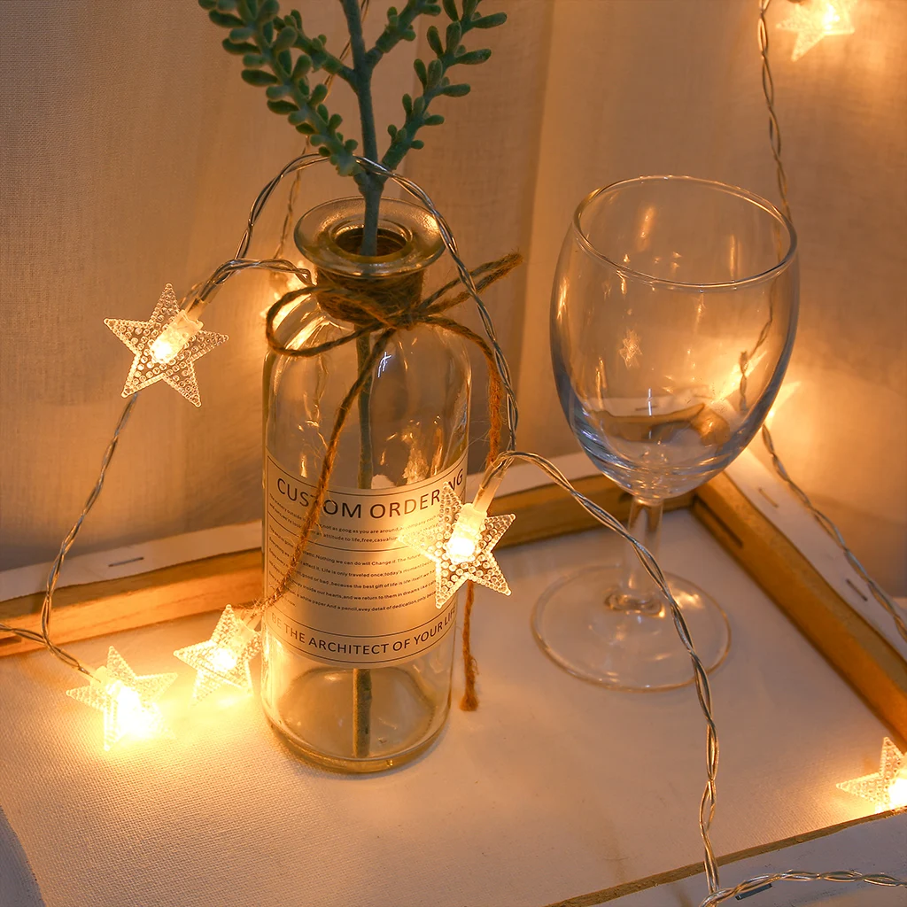 USB 20 LED Star Light String Twinkle Garlands Battery Powered Christmas Lamp Holiday Party Wedding Decorative Fairy Lights | Дом и сад