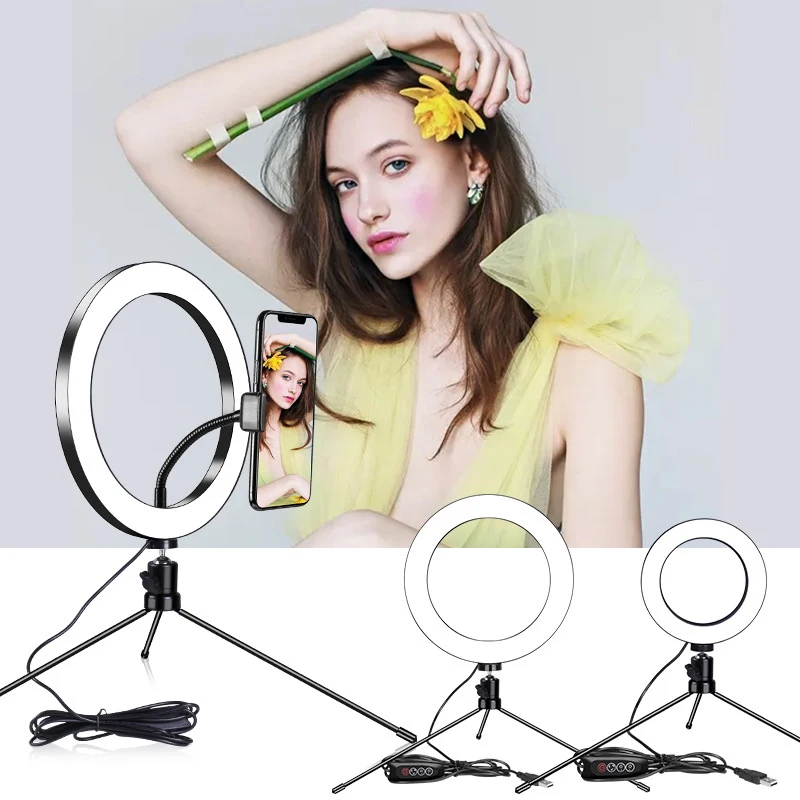 20cm Photography Ring Light Phone Desktop Live Flood Lamp Selfie Photographic Makeup Anchor Beautification Filming | Электроника