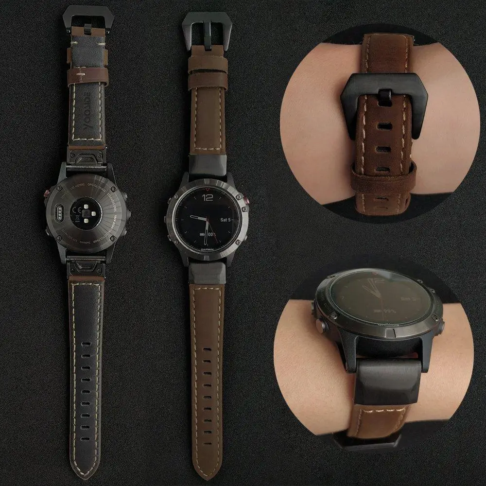 Ремешок Fenix 6 из натуральной кожи для наручных часов 22 мм ремешок QuickFit Garmin 5/5