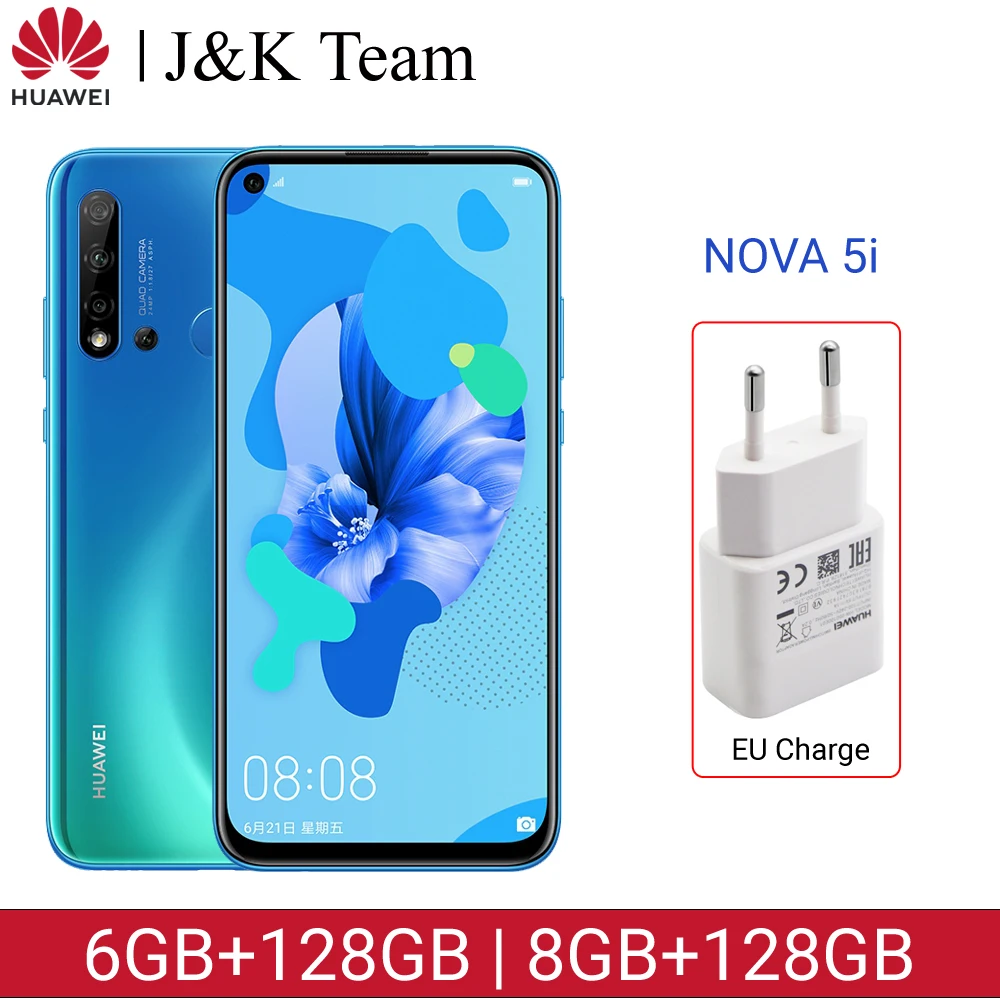 Huawei Nova 5i смартфон 6 ГБ 128 4000 мАч Google Play Смартфон Android 9 0 24MP Quad AI камера 4 дюймов FHD +