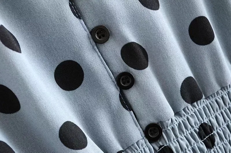 Винтажное летнее платье в горошек женское сексуальное с v-образным вырезом и