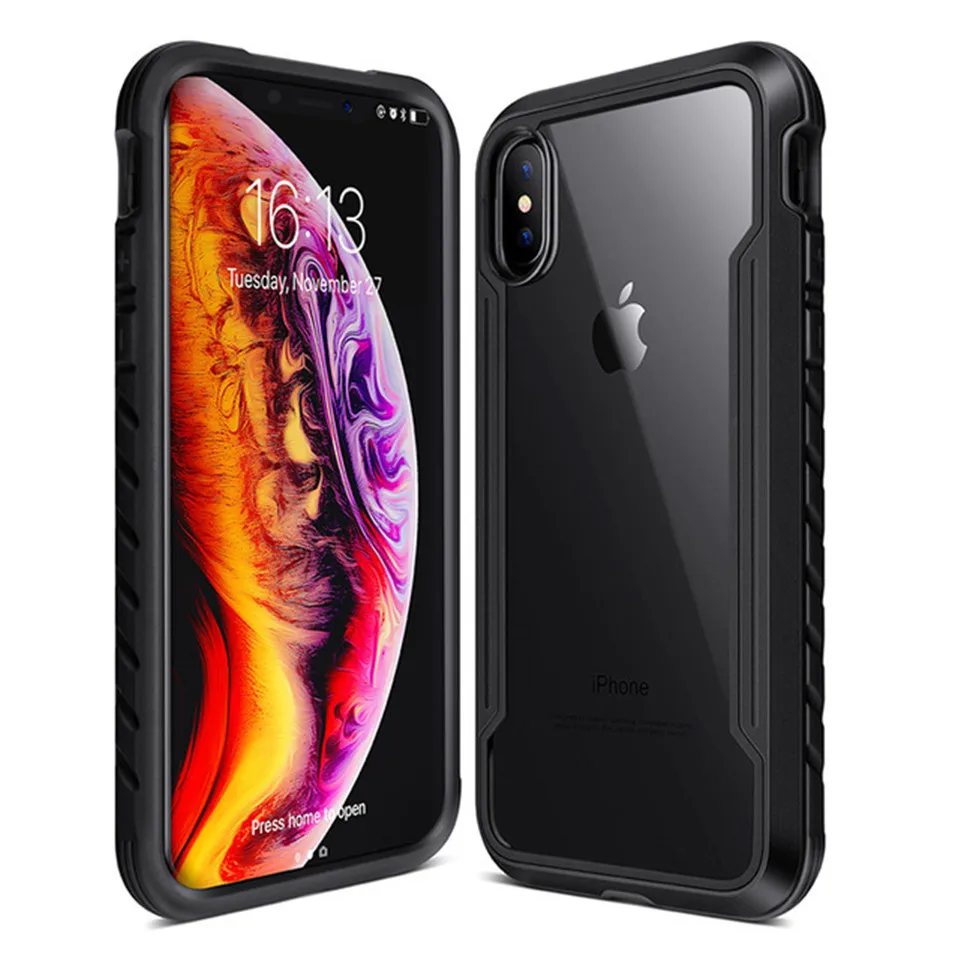 Противоударный чехол для iPhone Xs Max XR X Анодированный Алюминиевый ТПУ прозрачный ПК