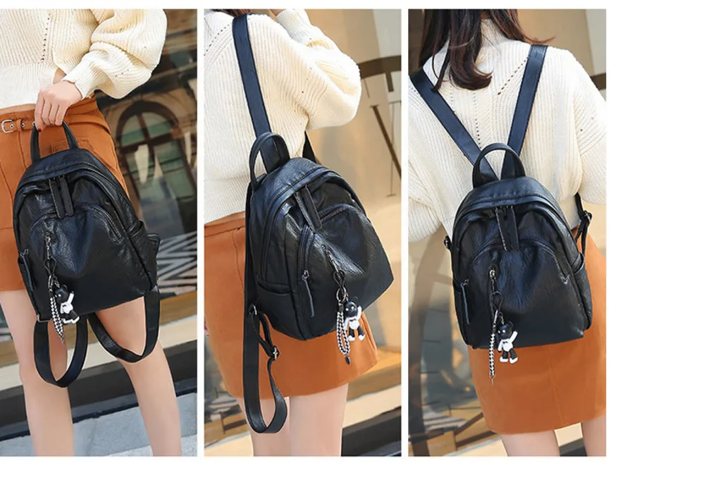 Женский рюкзак Aliwilliam черный из искусственной кожи для путешествий маленькая