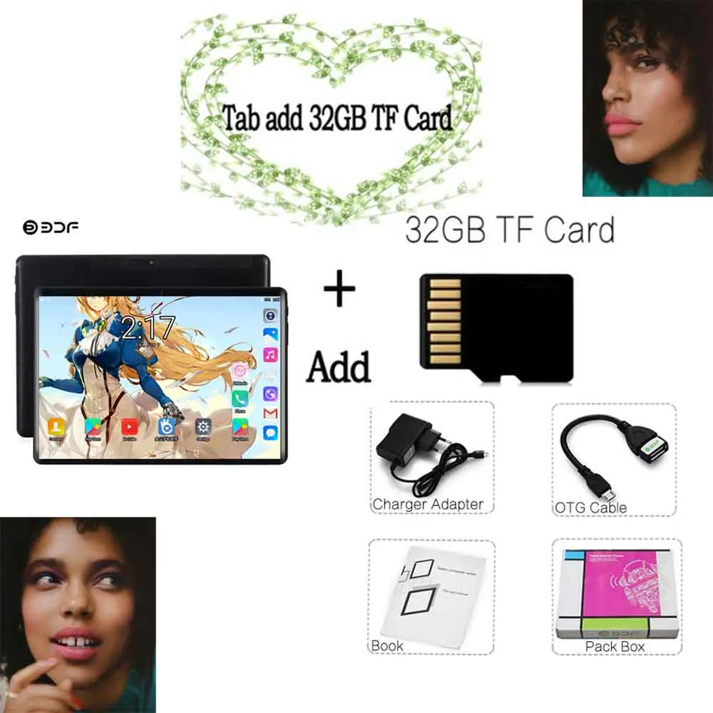 Tab Add 32GB TF Card BDF Android 9,0 планшетный ПК Tab Pad 10 дюймов 1280*800 ips 10/десять ядер 8 ГБ/128 Гб Две sim-карты 3g/4G LTE телефонный звонок 10," Phablet 10 - Комплект: Tab Add 32GB TF Card
