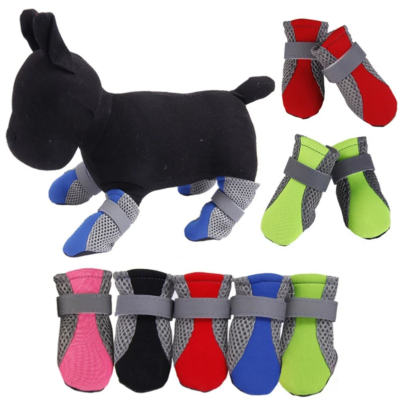 Breathable Dog Shoes Anti-slip Pet Boots Paw Protector Reflective Straps Soft Net shoes | Дом и сад