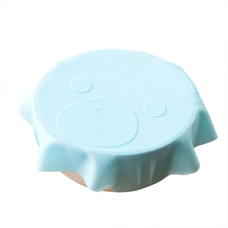 

Reusable Keeping Food Fresh Food Wraps Seal Cover Multifunction Stretch Lid Lovely Small Bear High Stretch Silicone Food Grade