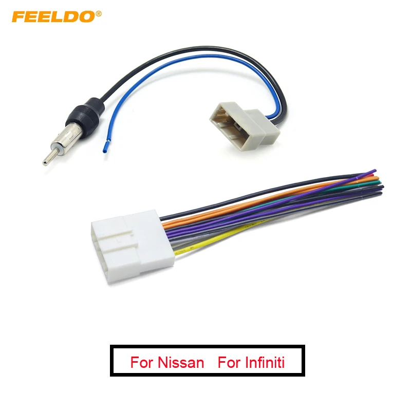 FEELDO 10Set Car CD Audio Stereo Wiring Harness Antenna Adapter For Nissan/Subaru/Infiniti Install Aftermarket CD/DVD Stereo