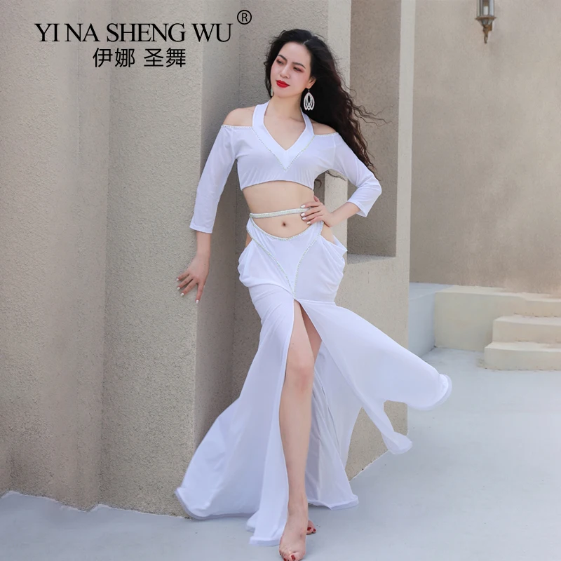 Женский костюм для танца живота комплект из двух предметов длинная юбка белого и