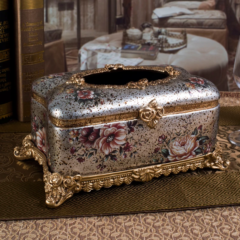 

Home desktop office decoration, beautiful resin tissue box