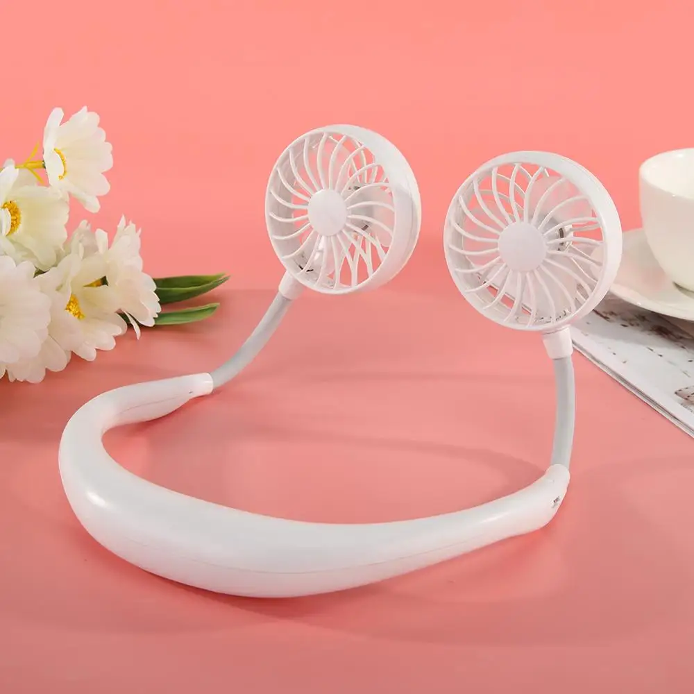 

USB Rechargeable Neck Hanging Fan Hand Free Wearable Mini Neck Fan Travel Outdoor Indoor Neckband Fan Dropshipping