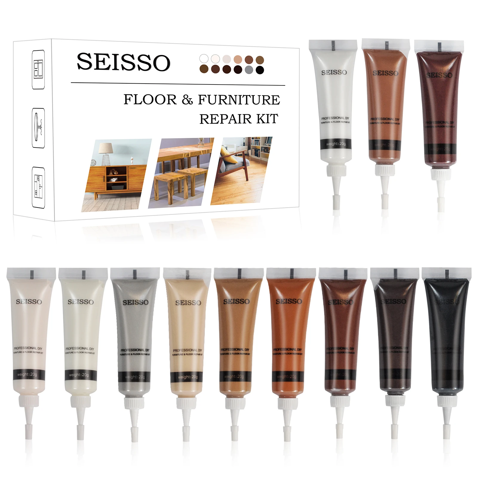 Набор для ремонта мебели деревянный наполнитель 12 шт. набор восстановления