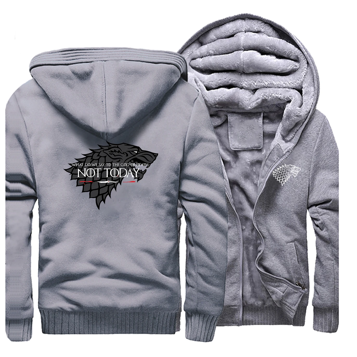 Игра престолов Мужская Толстая зимняя Флисовая теплая куртка Ayra Stark пальто Not Today пальто толстовки Толстовка дом Старк спортивная одежда - Цвет: Gray