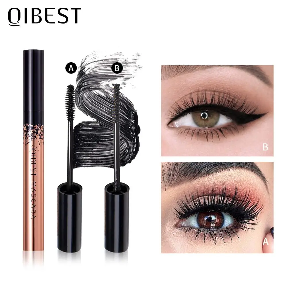 

QIBEST Mascara Eyes Black Mascara 4D Silk Eyelashes Lengthening Eye Cosmetics Curling Mascara Waterproof Volume Eyelash Makeup