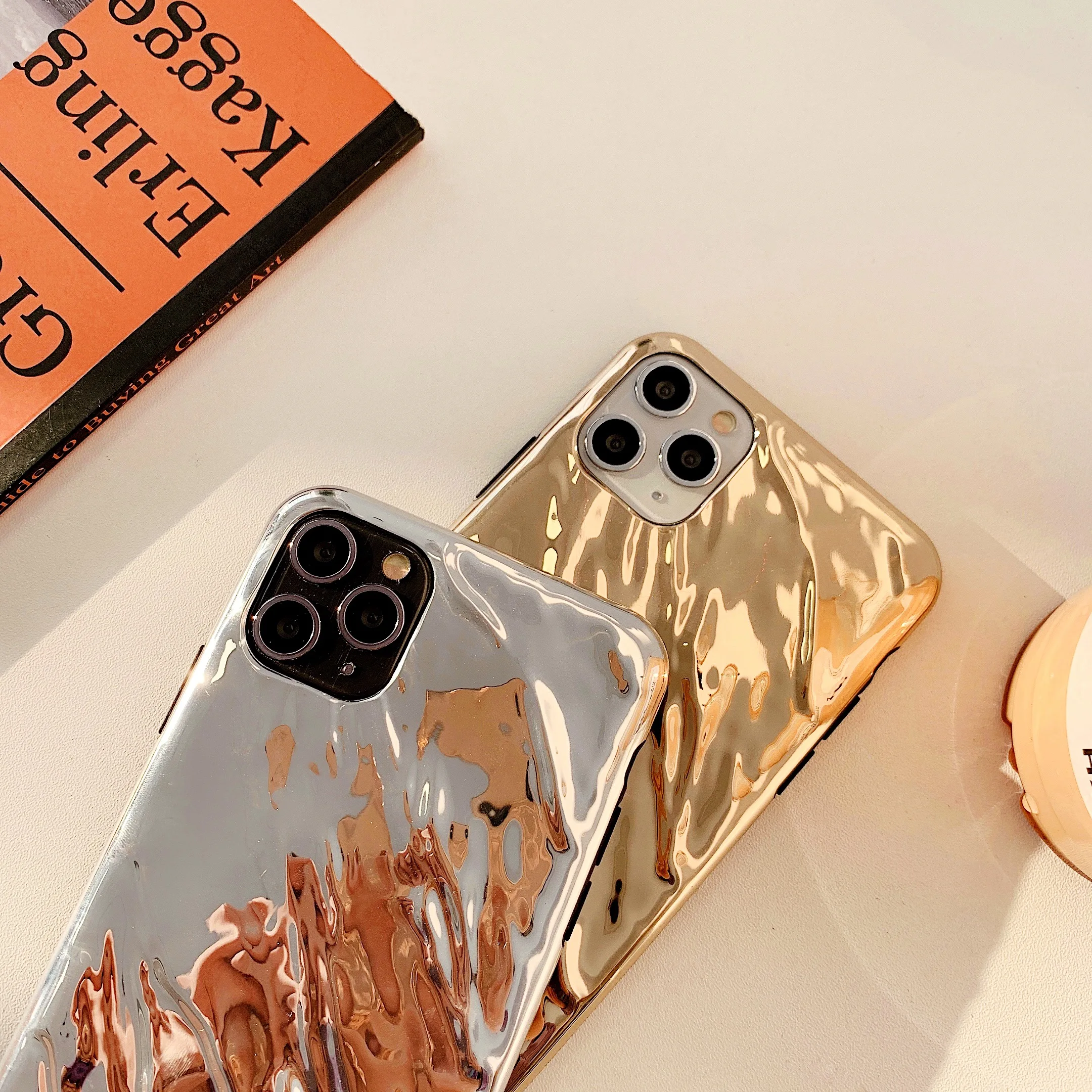 3D Dream Shell Plating Silver Gold Foil Wave Phone Case for iPhone 11 Pro XS Max XR X 7 8 Plus Glitter Soft Silicone Back Cover |