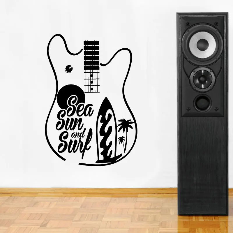 

Music wall sticker guitar skateboard beach decal trend fashion home wall sticker beautiful decoration for music lover's roomyy08