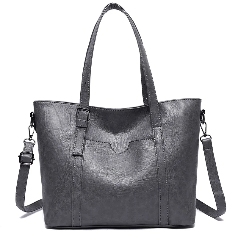

Fashion women's handbag 2021 new European and American women's bag leisure large capacity solid soft leather shoulder bag