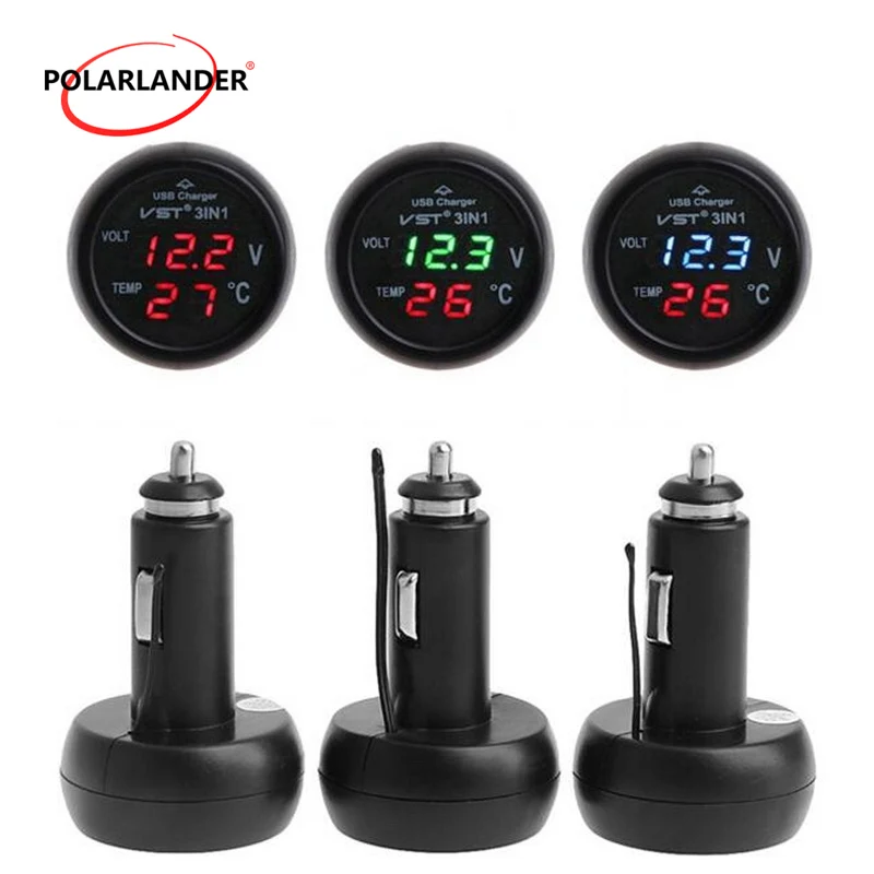 Вольтметр светодиодный цифровой термометр прикуриватель автомобильное