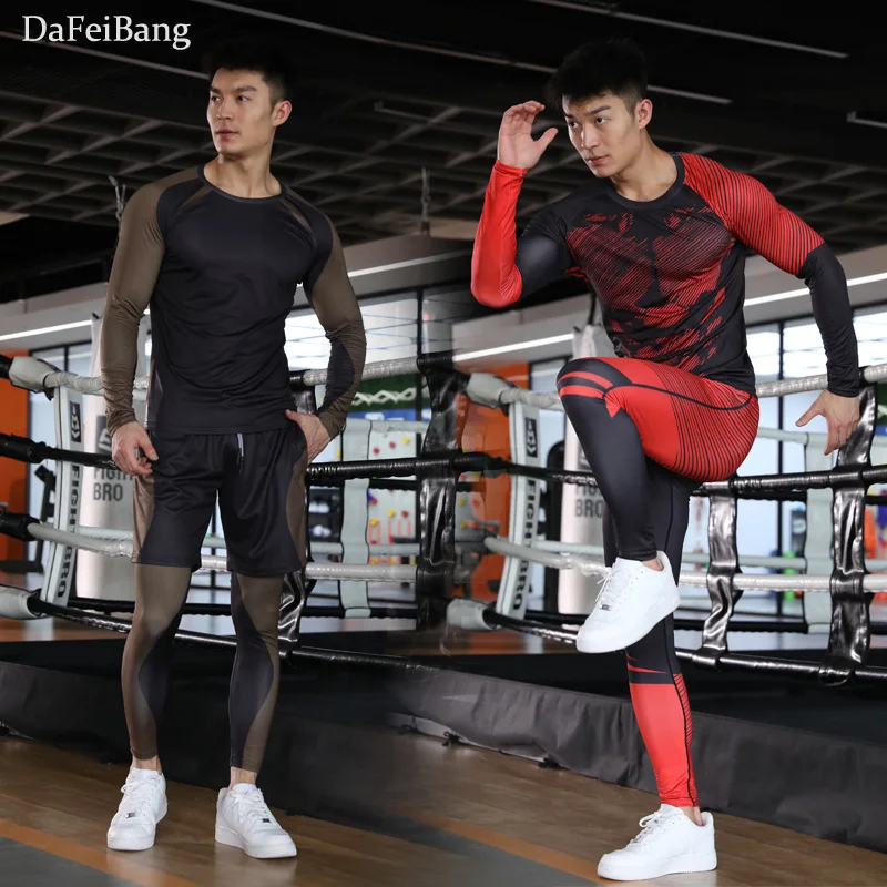 

Gym Fitness Compression Sport Suit Men's Training Sportswear Set Jogging Tight Sports Wear Clothes Quick-Drying