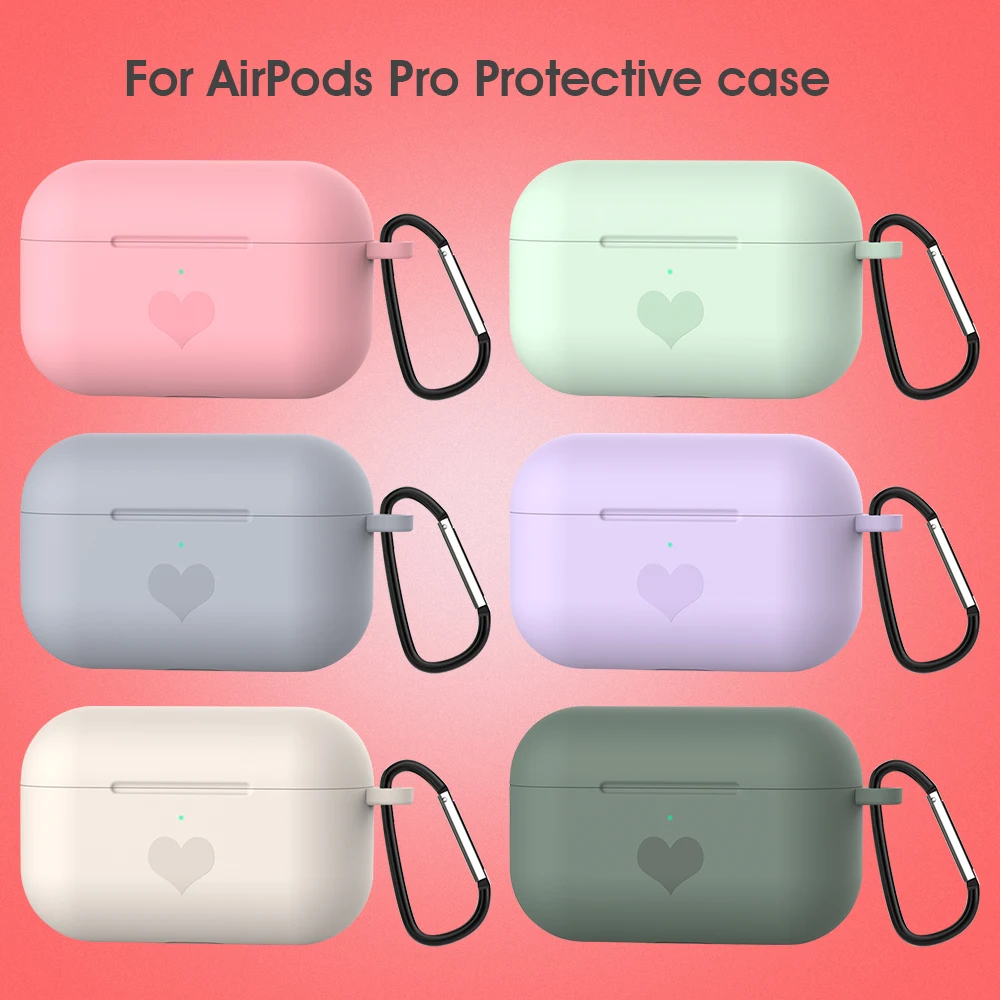Чехол с сердечками для Apple Airpods Pro силиконовый чехол наушников 2019 мягкий 3