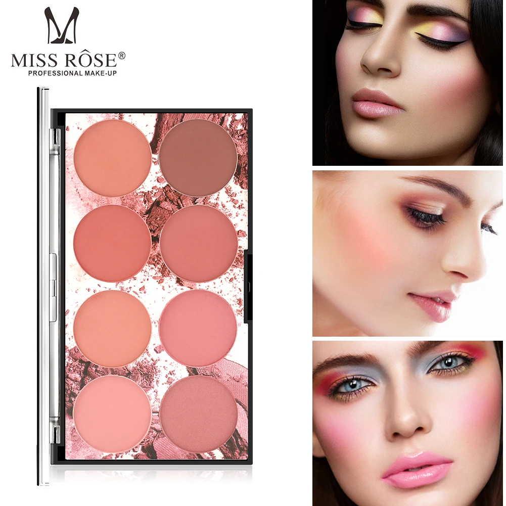 

8 Colors MISS ROSE Blush Palette Face Mineral Pigment Palette Blusher Powder Professional Makeup Blush Contour Shadow freeship