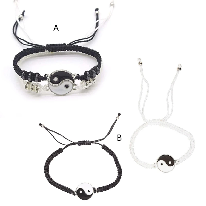 

2Pcs Tai Chi Bff Friendship Best Friend Bracelets Lovers Yin Yang Bracelets Set 83XF