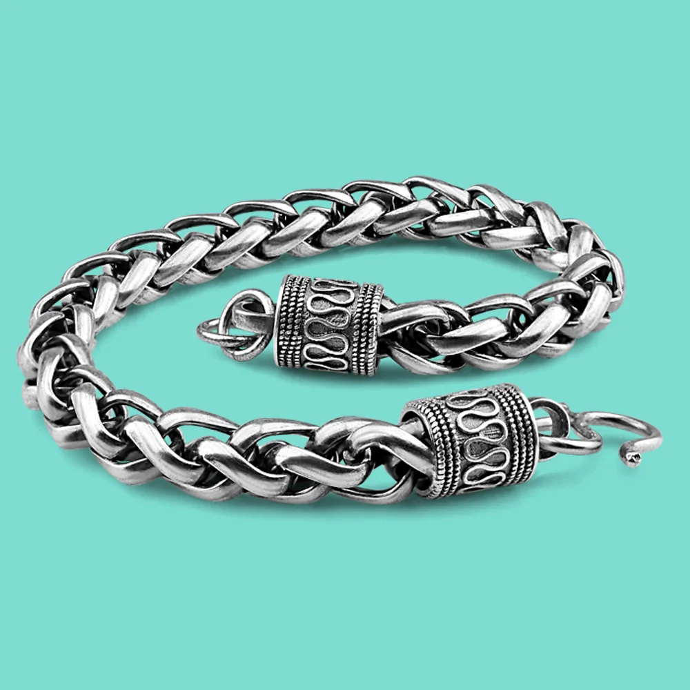 

Chain&Link Bracelets 925 Sterling Silver Bracelet For Men Thai Silver 7.5mm20.5cm Chain Solid Silver Body Jewelry Birthday Gift
