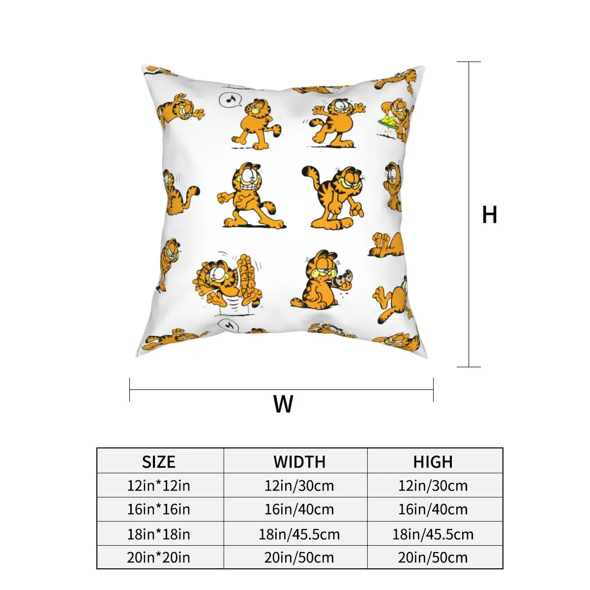 

The Many Moods Of Garfield Pillowcase Soft Polyester Cushion Cover Decoration Pillow Case Cover Bed Square 40*40cm