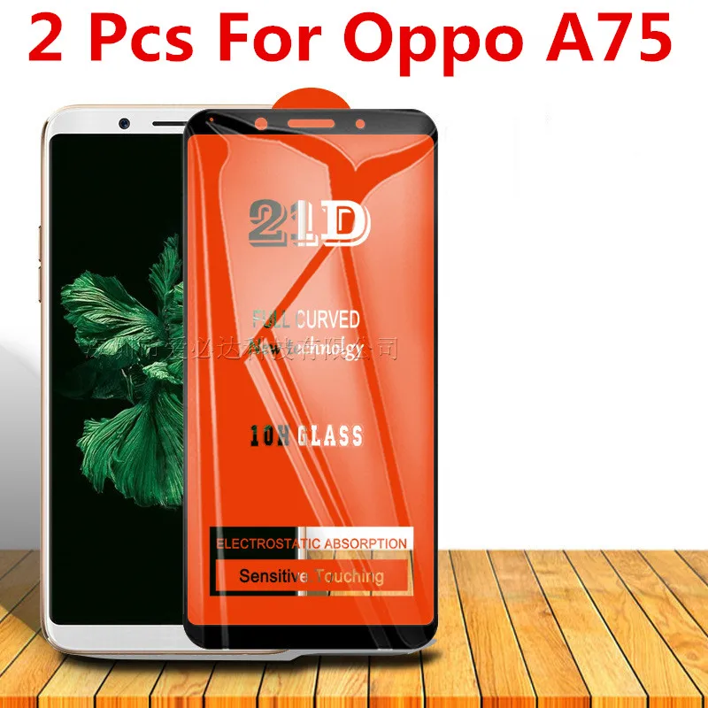 

2 шт. 21D 100% оригинальное полное клеевое закаленное стекло для OPPO A75 защитная пленка защита для экрана для Oppo a75