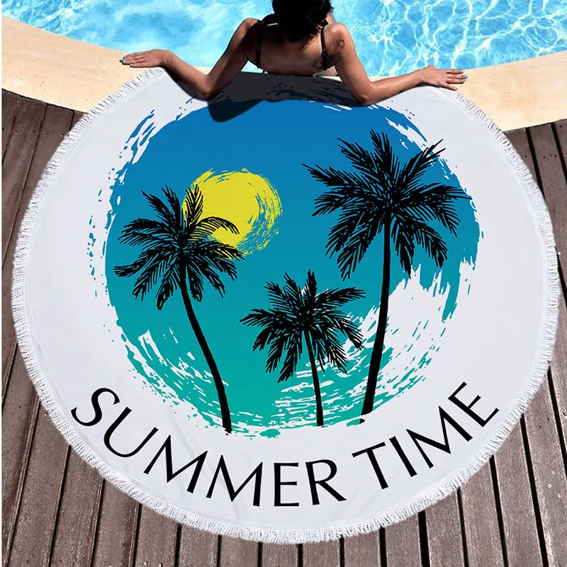 

Spring Summer 3D Printed Cactus Plants Tapestry Tassels Red Flowers Pineapple Round Beach Towel Serviette De Plage Beach Mat 150